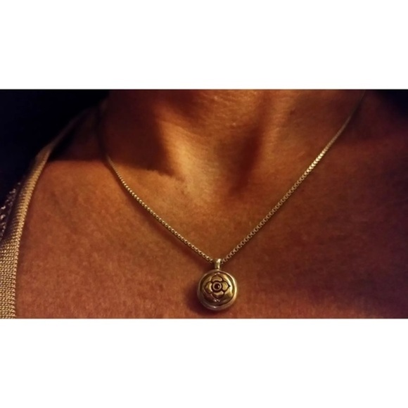 Me & Ro Lotus Flower Ruby Pendant 10K Yellow Gold Sterling Silver 925 - Picture 4 of 5